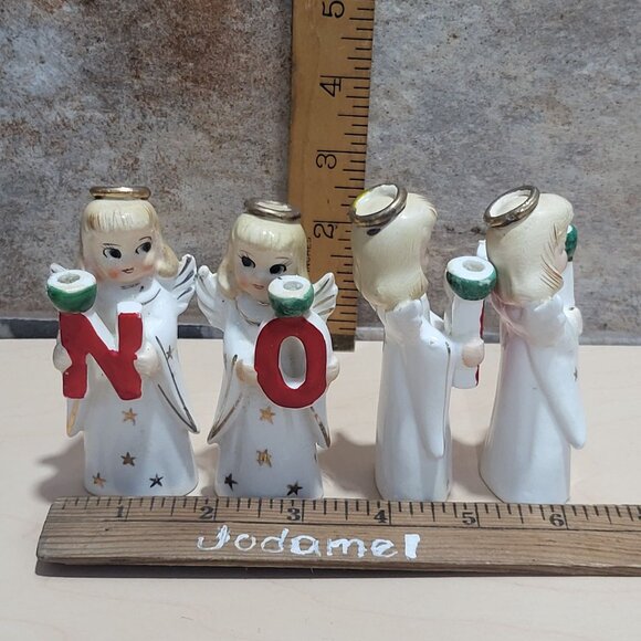 Commodore Japan Heavenly Christmas Noel Angel Candle Holders Figurines - Picture 7 of 13